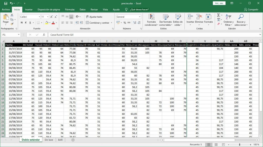 Exportar datos del Rate Shopper